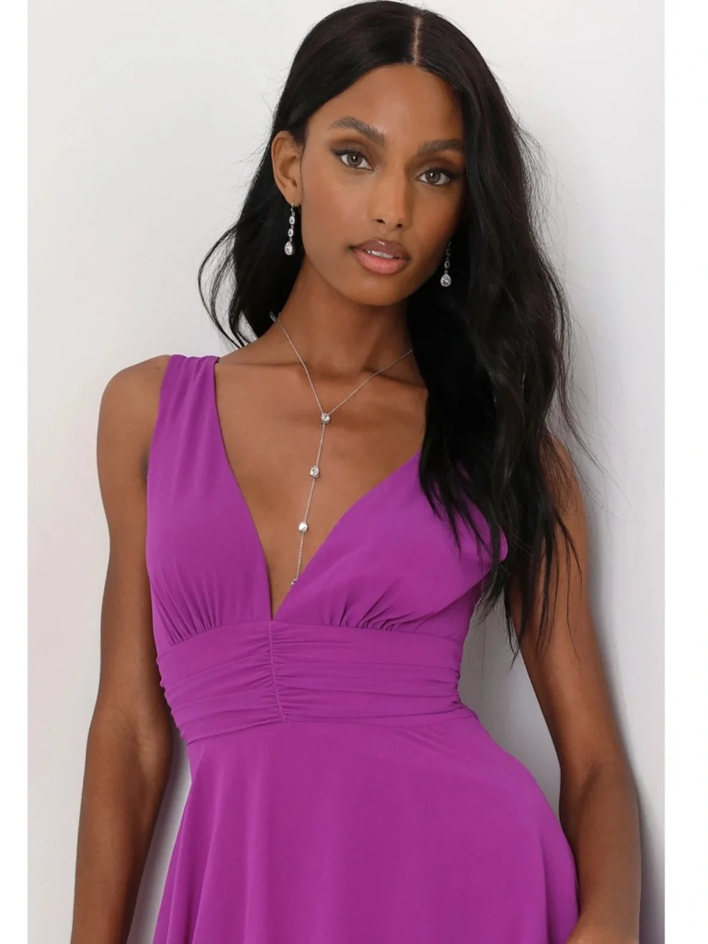 NWT Lulu’s Celebration Time Purple Sleeveless Tiered Midi Dress Medium